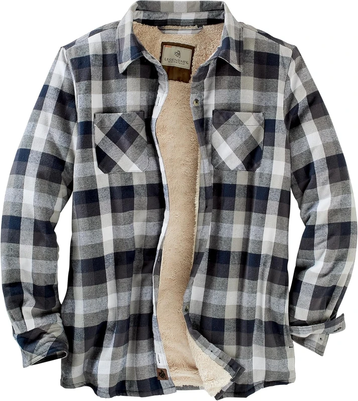 Legendary Whitetails Women's Open Country Flannel Shacket Sherpa Lined Plaid Fleece Shirt Jacket Ladies Western Clothing Coat, Glacier Bay Plaid, XS