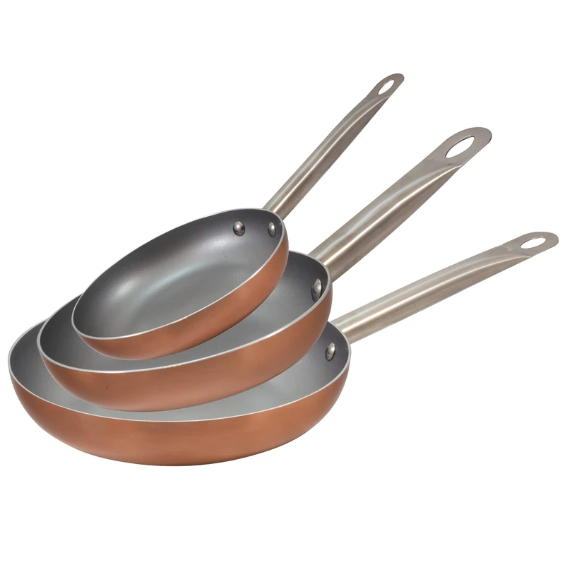 SAN IGNACIO Optimum Plus Set of 3 Frying Pans, Pressed Aluminium, Suitable for Induction, 18, 22, 26 cm
