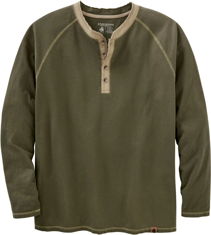 Legendary Whitetails Men's Size Recluse Henley, Army, XX-Large Tall