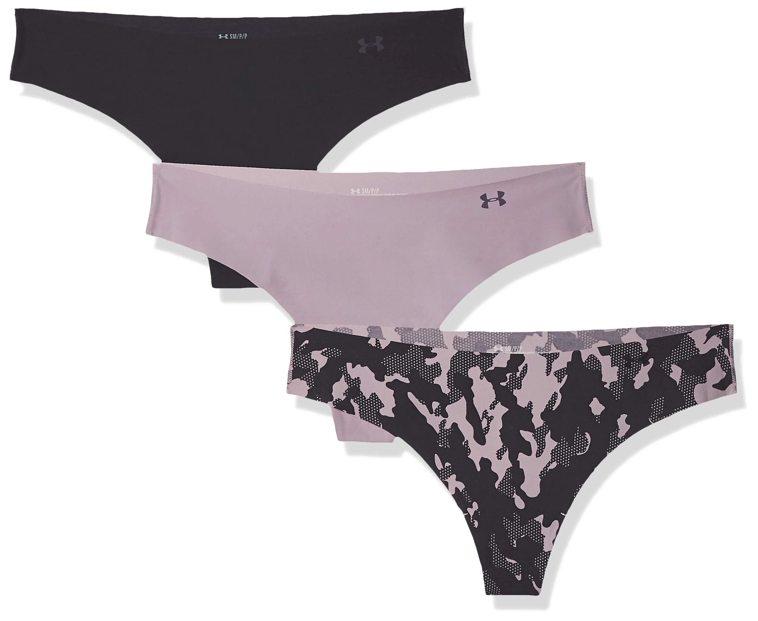 Under Armour Ps Thong 3Pack Print Boxer Jock, Women Purple, Slate Purple / / Black (585), LG