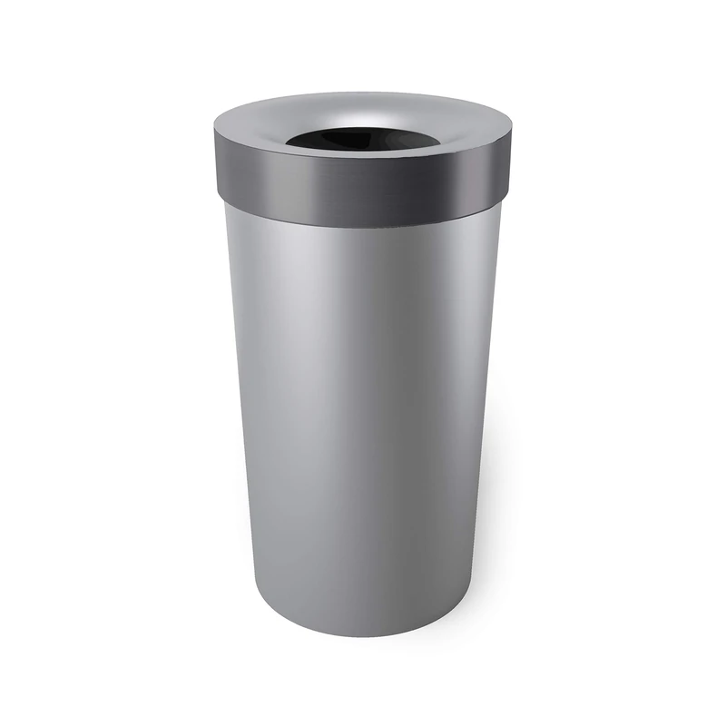 Umbra Vento 16.5-Gallon Open Top Kitchen Trash Can – Large, 30-inch Tall Garbage Can for Indoor, or Commercial Use, Grey/Steel - Image 1
