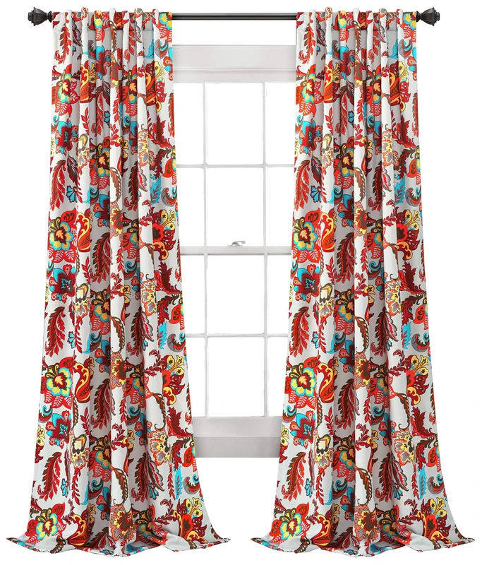 Lush Decor Zara Jacobean Room-Darkening Window Curtain Panels, 2-Piece, Gray (84" x 52")