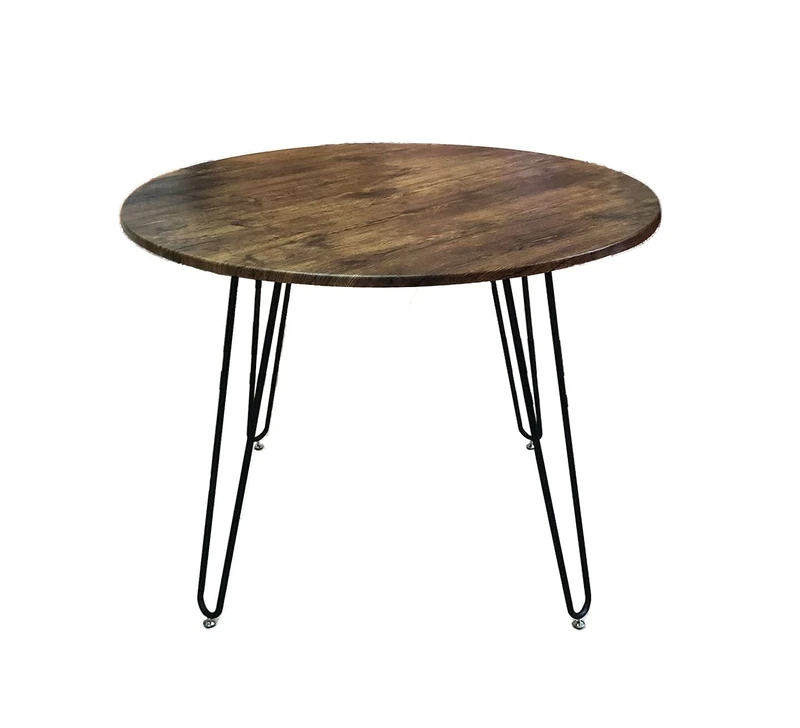 ASPECT Brockton Round Vintage Dining Table W/Hairpin Legs (100 dia x76(H) cm), Engineered Wood, Black
