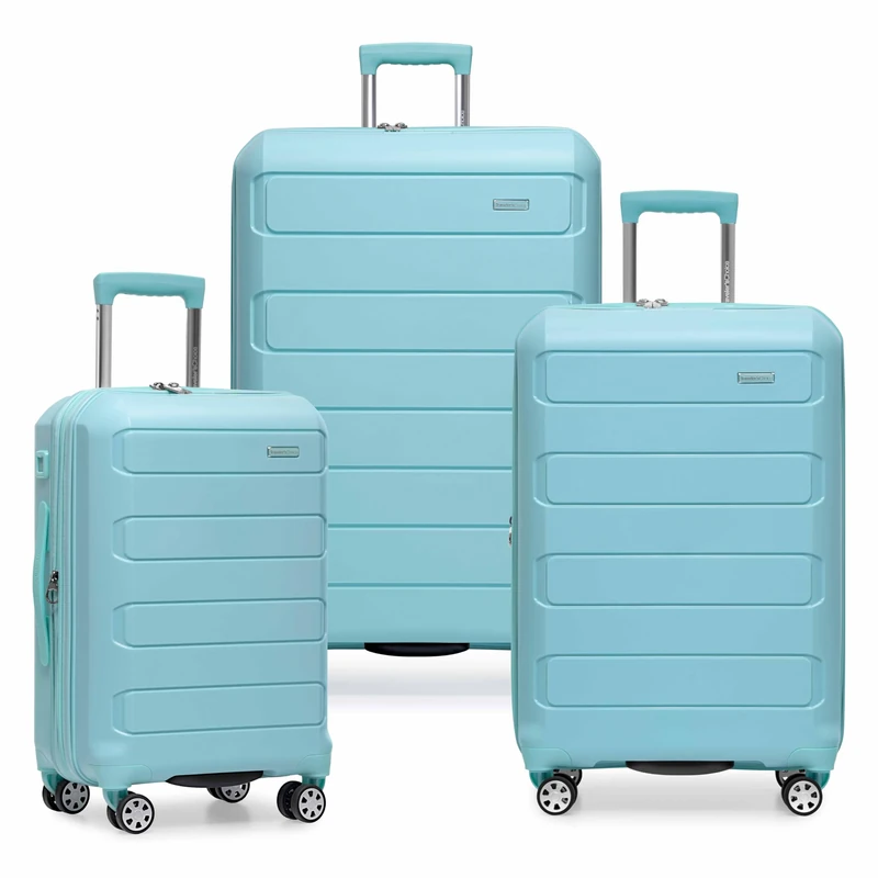 Traveler's Choice Pagosa Indestructible Hardshell Expandable Spinner Luggage, Baby Blue, 2-Piece Set (22/26), Pagosa Indestructible Hardshell Expandable Spinner Luggage