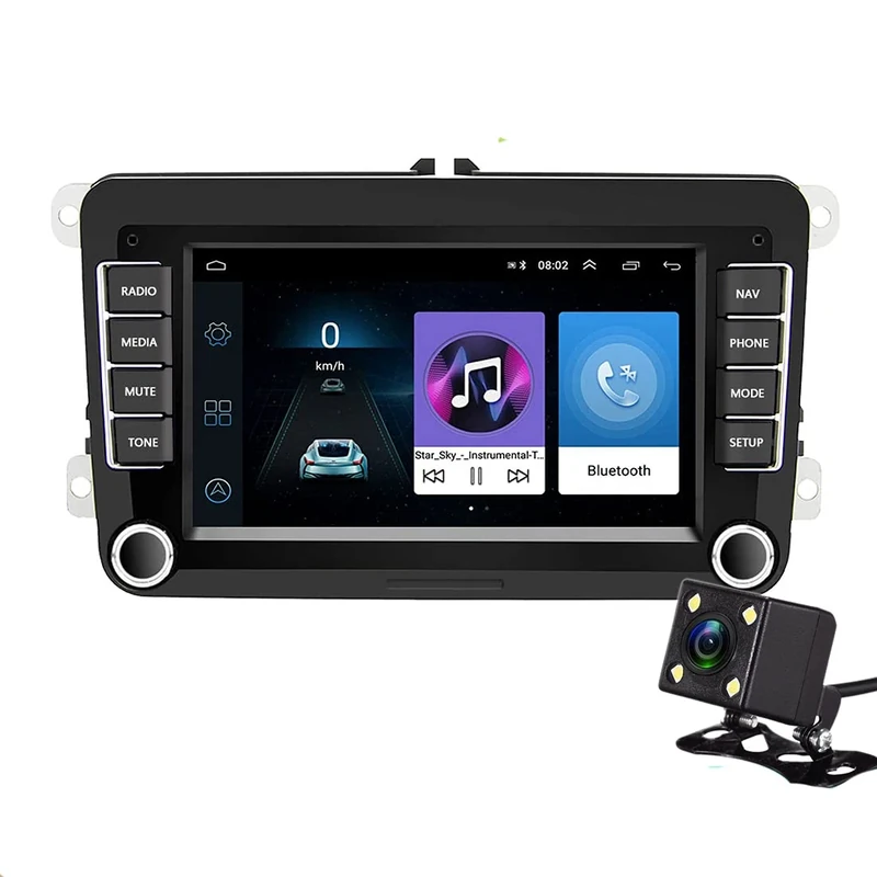 VIGORFLYRUN PARTS LTD 2 Din Android Car Radio Multimedia Player Bluetooth WIFI Mirror Link GPS Navigation FM for V/W/Golf/Polo/Jetta/Passat/Skoda/Octavia Rear View Camera