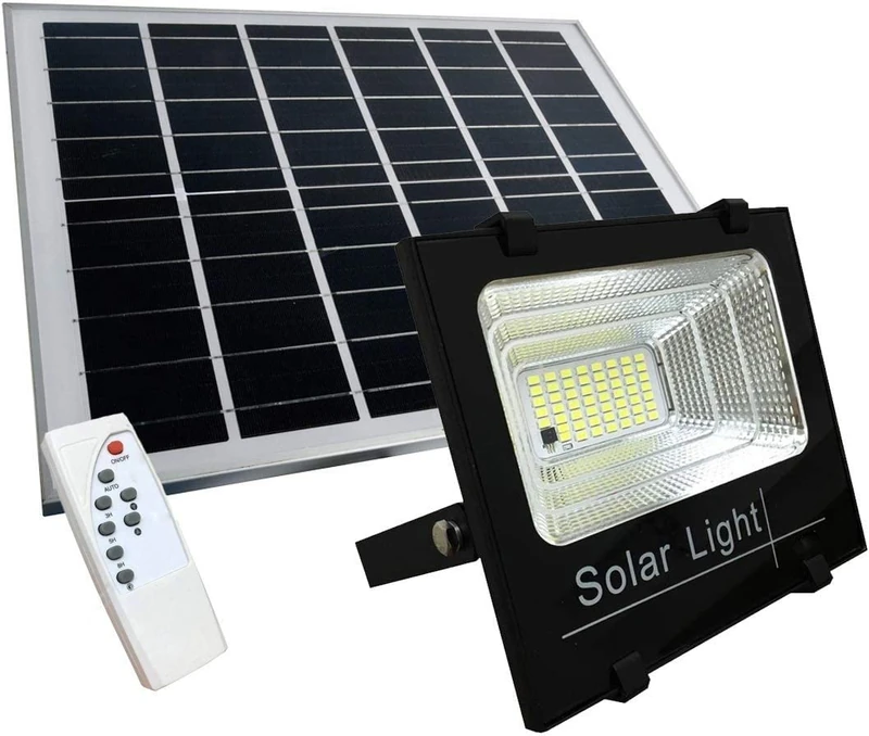 TEMPO DI SALDI 200W LED Headlight with Solar Panel, Twilight Sensor and Remote Control - Image 1