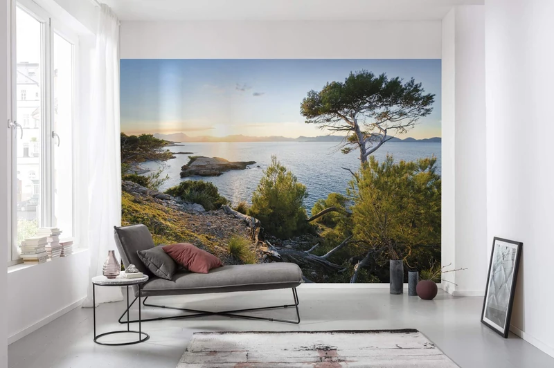 Komar SHX8-013 Non-Woven Photo Wallpaper Light of The South XXL Decoration Nature Landscape Bedroom Living Room Office Hallway Size 400 x 280 cm (Width x Height) Multi-Coloured