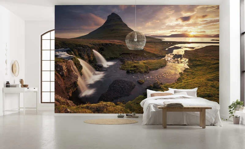 Komar SHX8-042 Non-Woven Photo Wallpaper "Good Morning on Icelandina" XXL Decoration Nature Landscape Bedroom Living Room Office Hallway Size 400 x 250 cm (Width x Height) Multi-Coloured