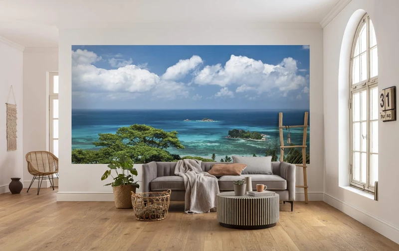 Komar SHX8-087 Non-Woven Photo Wallpaper The Sea View Design XXL Decorative Nature Landscape Bedroom Living Room Office Hallway Size 400 x 200 cm (Width x Height) Multi-Coloured
