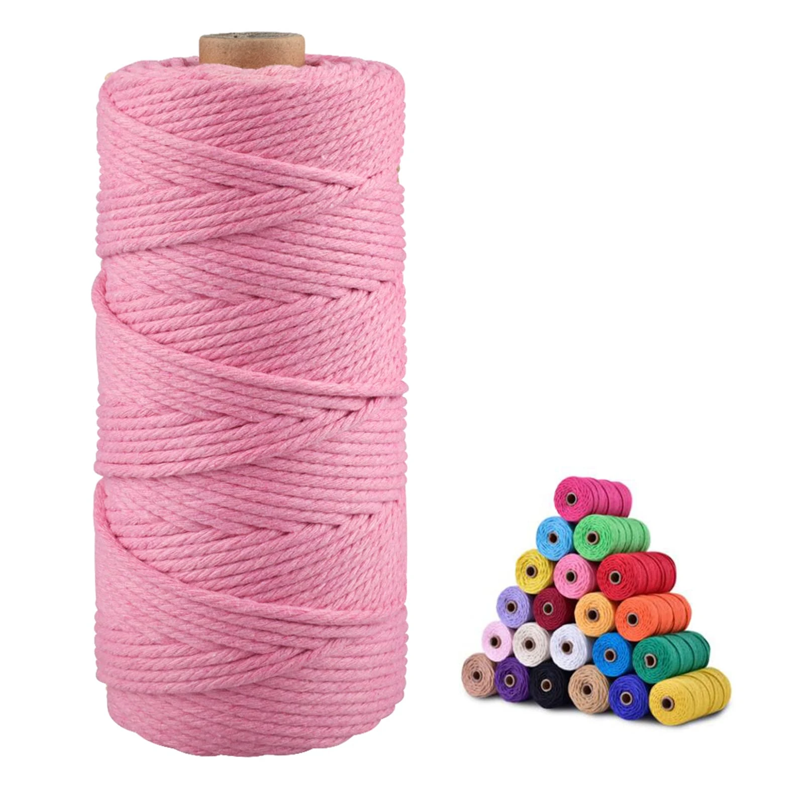 jijAcraft 3MM Pink Macrame Cord, 100M Cotton String Twine for Crafts, Graden String Cotton Rope for DIY Crafts Wall Hanging Plant Hanger Knitting Bundling Wrapping