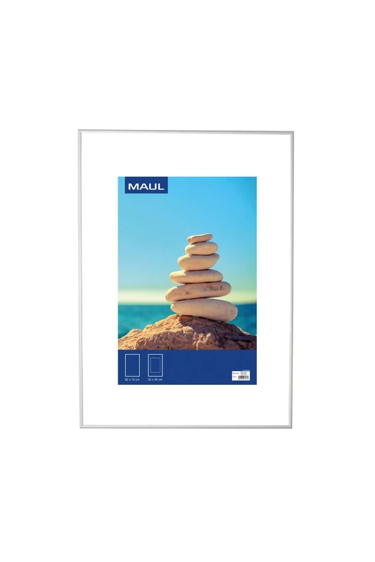 MAUL MAULdesign Aluminium Photo Frame Portrait or Landscape with Mount Insert Removable Frame Plastic Glass 50 x 70 cm Silver