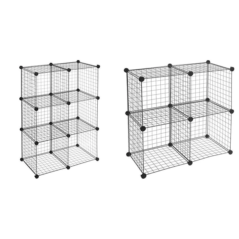 Amazon Basics 6 Cube Wire Storage Shelves - Black & 4 Cube Wire Storage Shelves - Black - Image 1