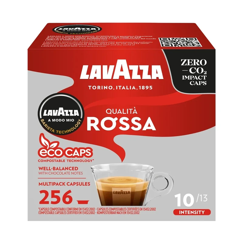 Lavazza A Modo Mio Eco Caps Coffee Pods, Espresso Qualità Rossa - 16 Pack of 16 (256 Capsules), 2.81 Kg