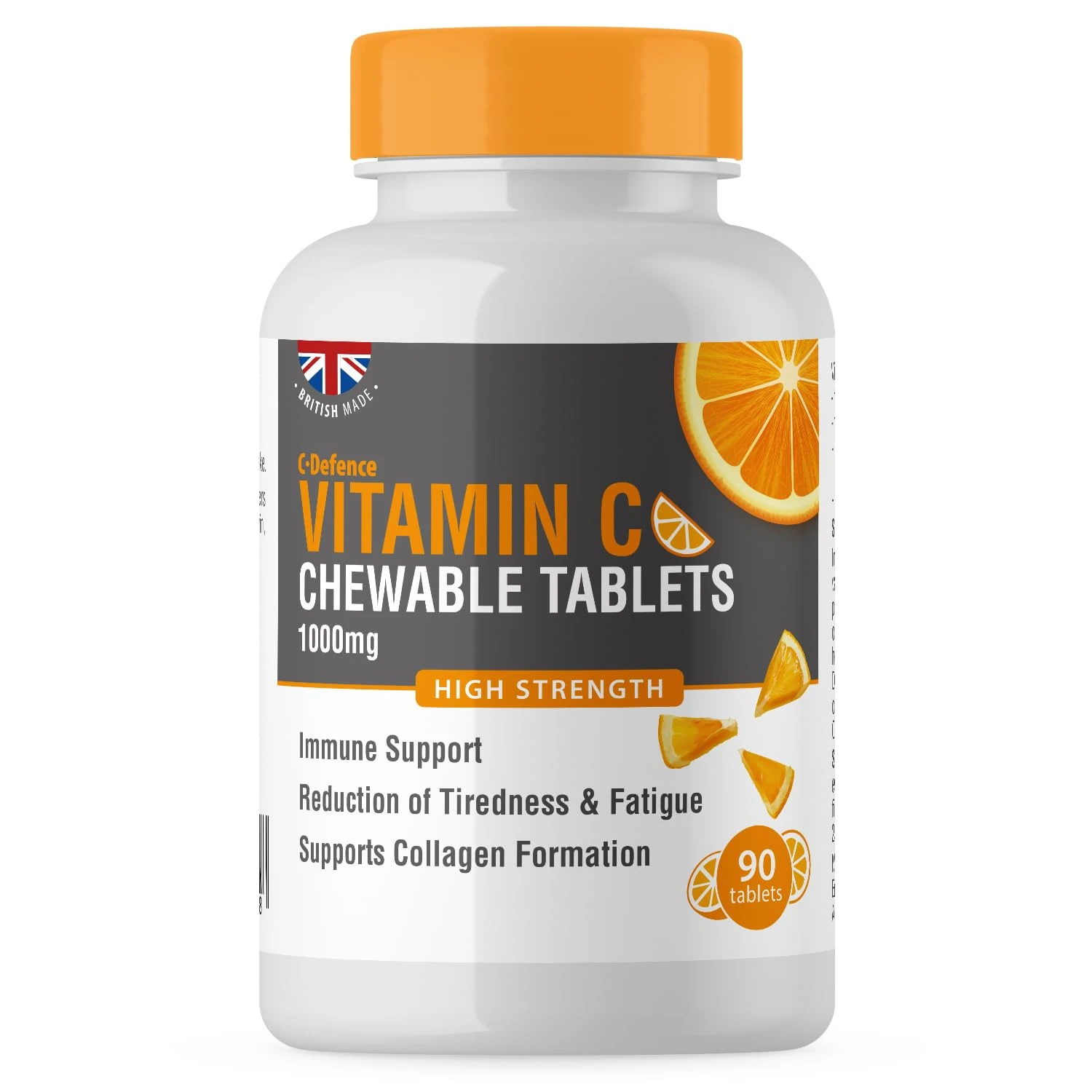 Vitamin C 1000mg Chewable by Club Vits - 90 Tablets - Supports Immune Health and Helps Fight Colds - Helps Reduce Tiredness and Fatigue