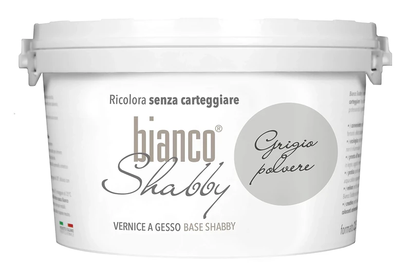 bianco Shabby® Grigio Polvere (Dusty Grey) Water-Based Chalk Paint for All Surfaces – Extra Matt Finish (2.5 Litres)