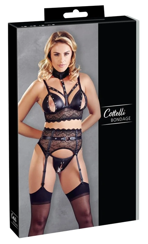Cottelli Bondage Bra Suspender Set-22133461021 Black S