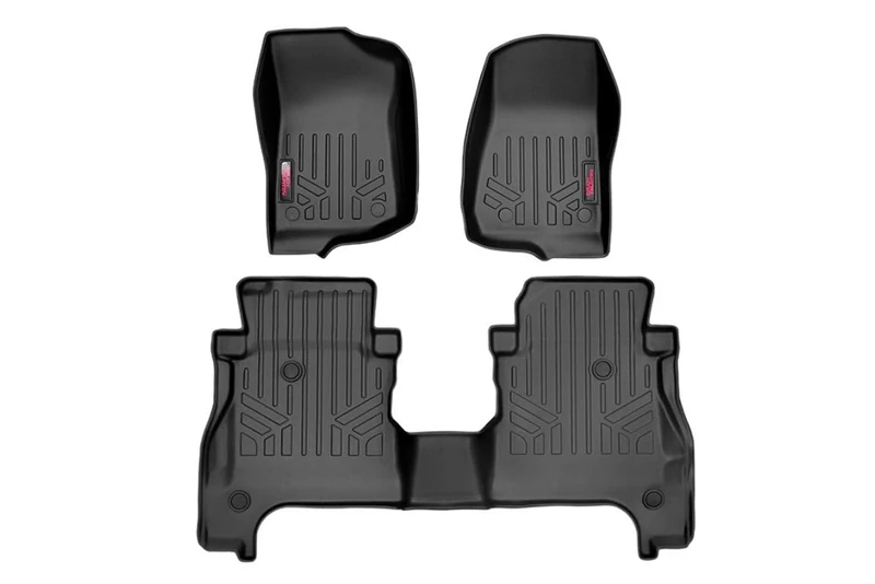 Rough Country Floor Liners (fits) 2020 Jeep Gladiator JT | Under Seat Storage | 1st/2nd Row | Rubber Mats | M-61501, Front/Rear (JT)