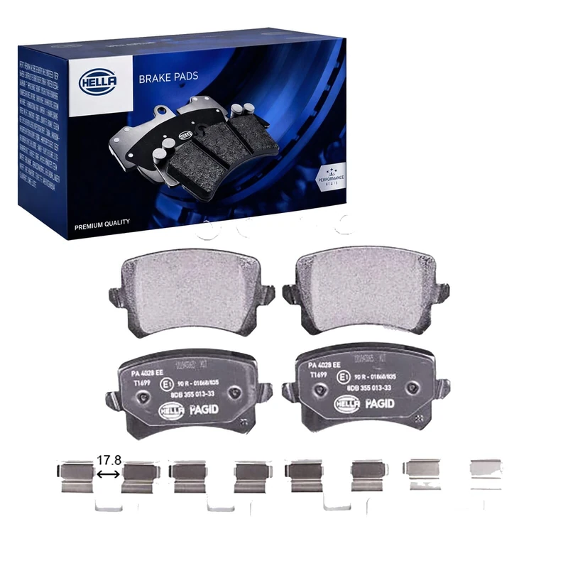 HELLA 8DB 355 025-331 Brake pad set - not prepared for wear indicator - T2633 - for e.g. AUDI / SEAT / SKODA / VOLKSWAGEN