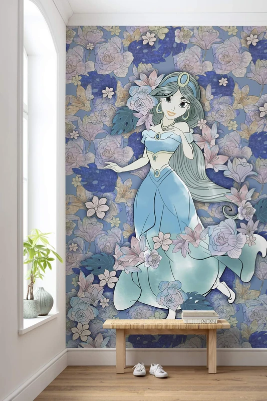 Komar DX4-079 Non-Woven Photo Wallpaper with Jasmin Colored Flowers Design 200 x 280 cm Width 50 cm Rail Width 50 cm