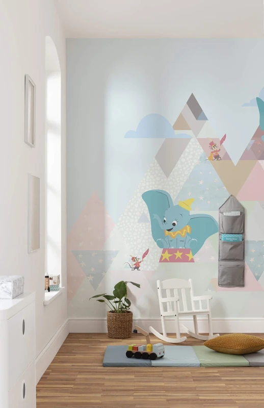 Komar Disney DX6-011 Fleece Photo Wallpaper with Dumbo Flying Elephant Design 300 x 280 cm Width x Height 50 cm Wall Picture Decoration Wall Cover Children's Bedroom Colourful