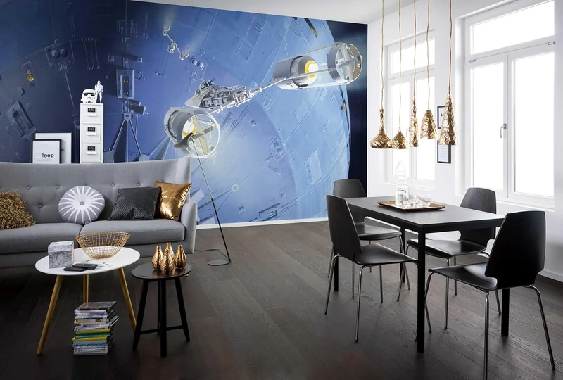 Komar Star Wars Non-Woven Photo Wallpaper Blue Black 500 x 250 cm (Width x Height) Width 50 cm