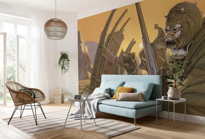 Komar Star Wars Non-Woven Photo Wallpaper Yellow Brown 500 x 250 cm Width 50 cm