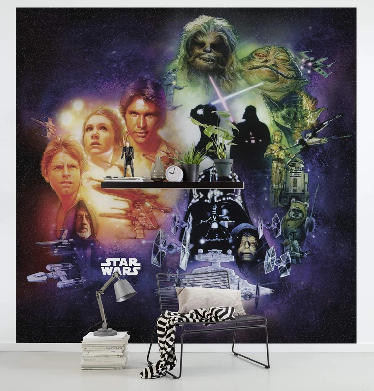 Komar Star Wars Fleece Photo Wallpaper, Fleece, Black, White, 250 x 250 cm (Breite x Höhe), Bahnbreite 50 cm