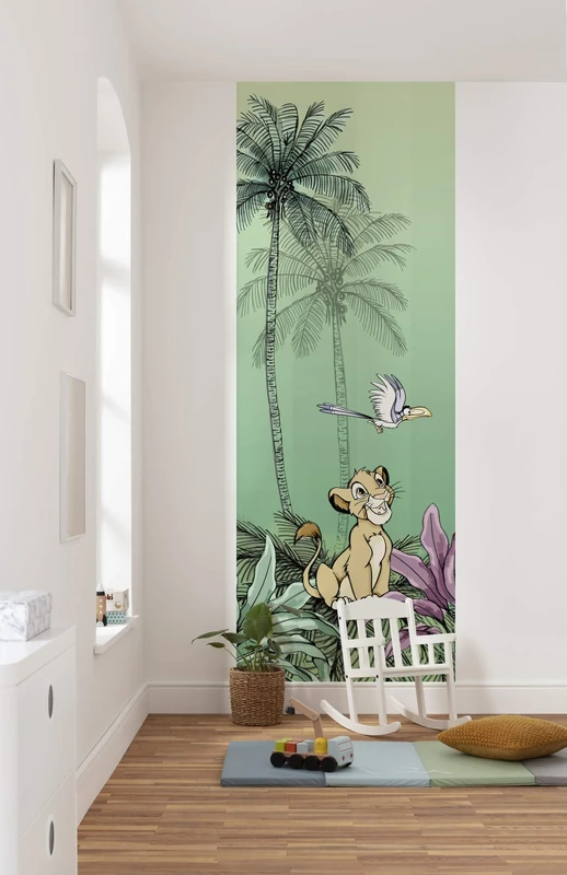 Komar Disney Fleece Photo Wallpaper Jungle Simba Size: 100 x 280 cm (Width x Height), Band Width 50 cm (Width x Height), Wall Mural, Decoration, Wall Covering, Children's Bedroom, DX2-019, Green