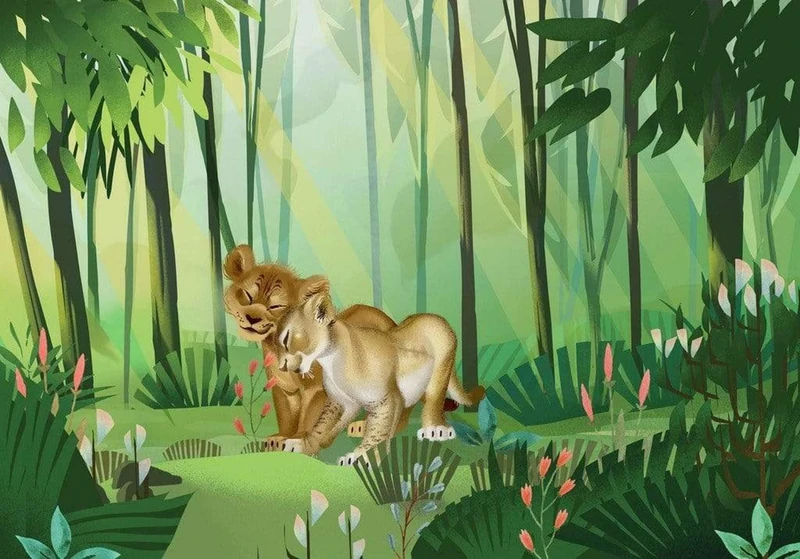 Komar DX8-029 Fleece Photo Wallpaper Lion King Love Size: 400 x 280 cm (Width x Height), Band Width 50 cm (Width x Height)