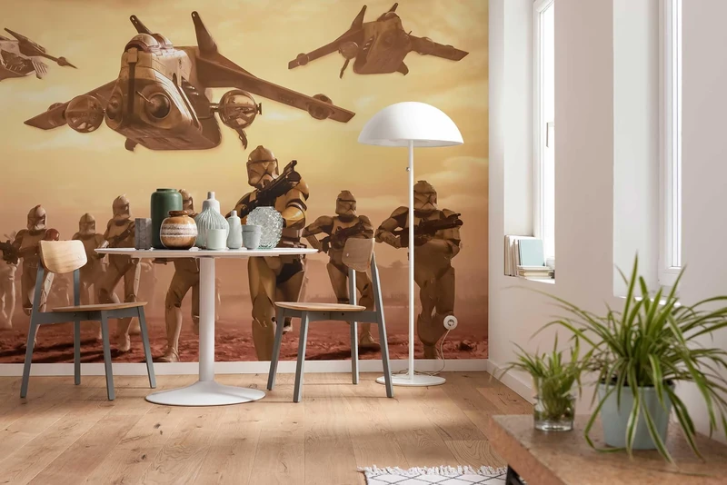 Komar Photo Wallpaper | Star Wars Classic Clone Trooper | Size: 400 x 260 cm (W x H), Width 50 cm | Wallpaper Mural Decoration Wall Covering | DX8-040, Yellow, Brown
