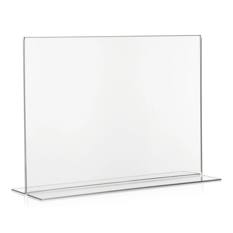 Pack of 5 VITAdisplays® T-Stands Landscape Format/Table Stand/Acrylic Glass Stand/T-Advertising Stand, DIN A4, PLEXIGLAS®