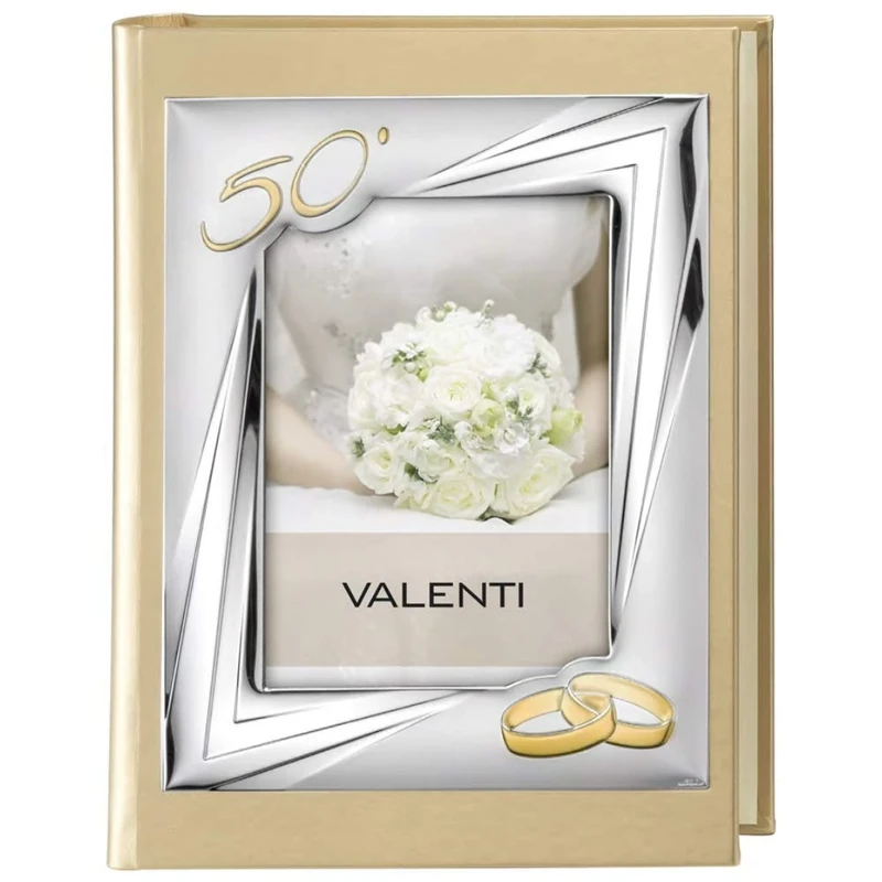 Valenti Argenti Photo Album 50th Anniversary Gold Wedding Photo Cover 13 x 18 cm