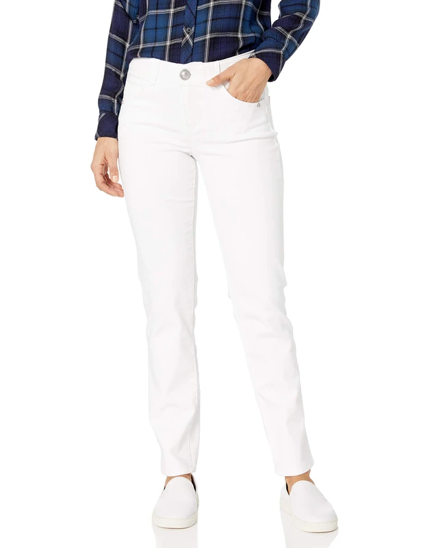 Democracy Women's Petite Ab Solution Straight Leg Jean, Optic White, 6