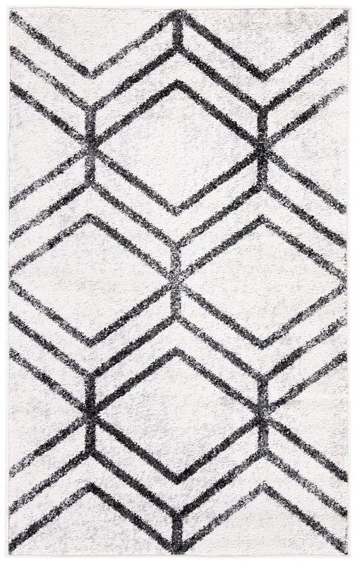 Safavieh Modern Geometric Indoor Woven Rectangle Area Rug, Adirondack Collection, ADR253, in Ivory / Charcoal, 91 X 152 cm for Living Room, Bedroom or Any Indoor Space