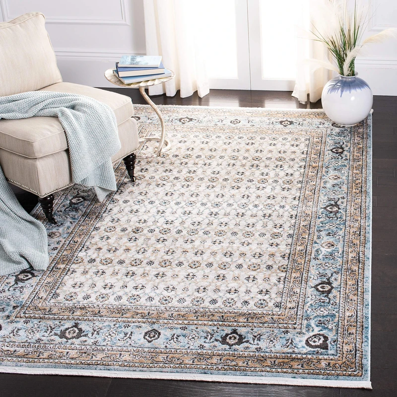 Safavieh Contemporary Indoor Woven Rectangle Area Rug, Shivan Collection, SHV722, in Grey/Blue, 160 X 229 cm for Living Room, Bedroom or Any Indoor Space