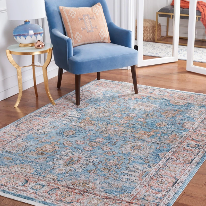 Safavieh Contemporary Indoor Woven Rectangle Area Rug, Shivan Collection, SHV797, in Blue/Red, 122 X 183 cm for Living Room, Bedroom or Any Indoor Space