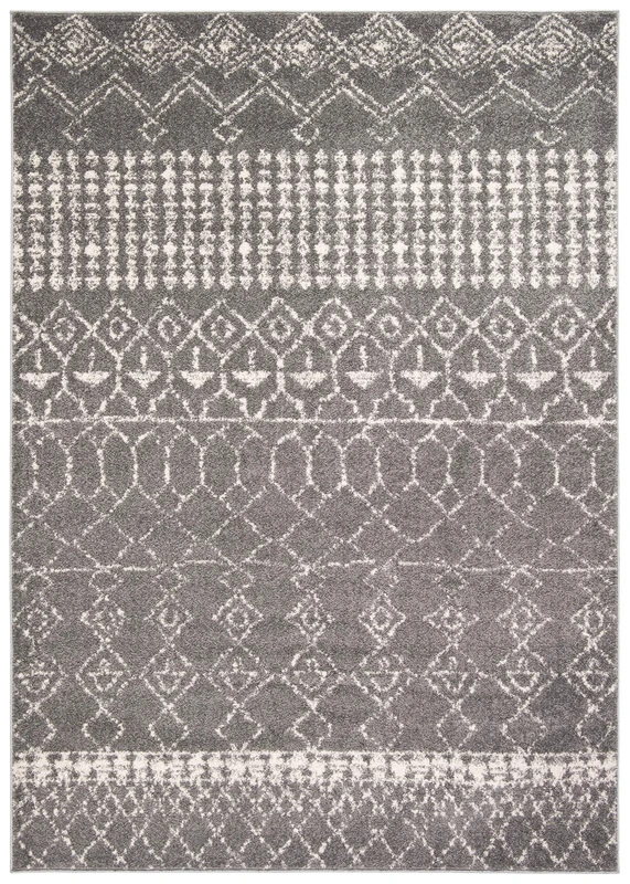 Safavieh Boho Chic Indoor Woven Rectangle Area Rug, Tulum Collection, TUL229, in Grey / Ivory, 183 X 274 cm for Living Room, Bedroom or Any Indoor Space