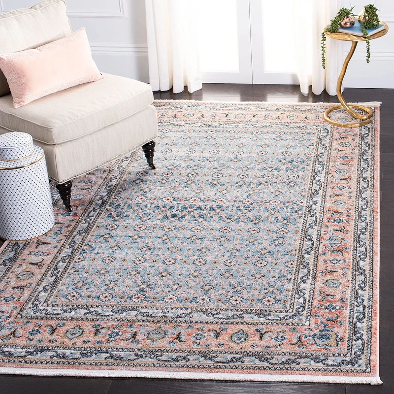 Safavieh Contemporary Indoor Woven Rectangle Area Rug, Shivan Collection, SHV722, in Blue/Rose, 160 X 229 cm for Living Room, Bedroom or Any Indoor Space