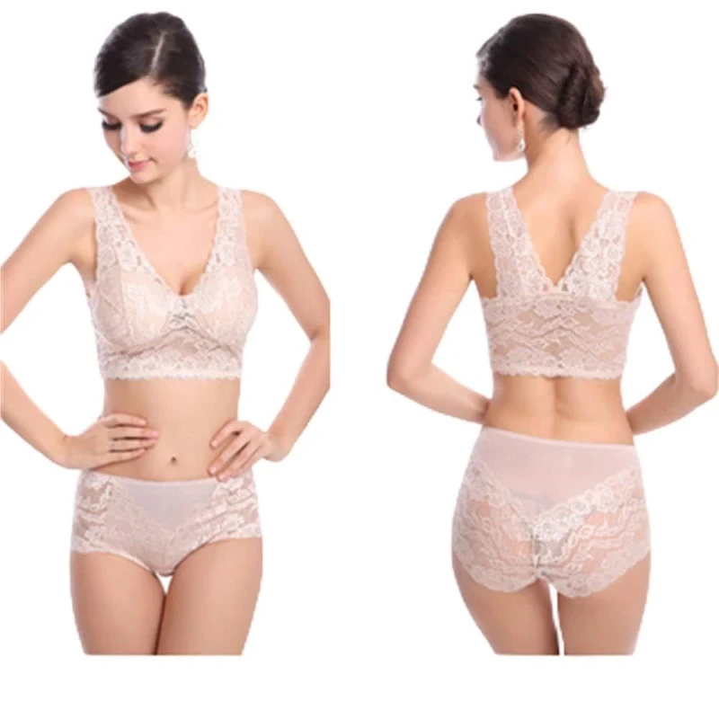xurupeng Women's Lace Bra and Panties Lingerie Set