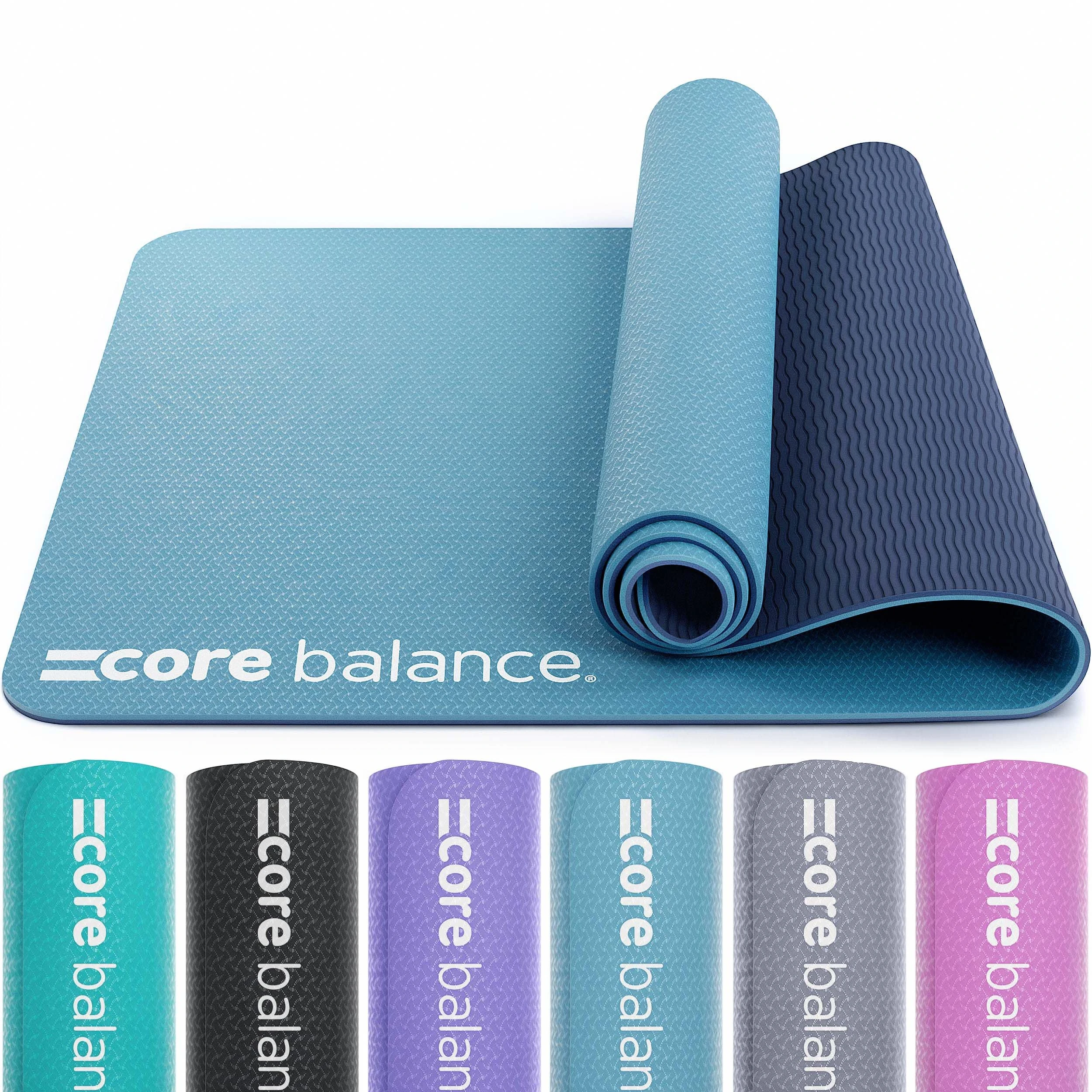 Core Balance TPE Gymnastics & Pilates Mat - Non-Slip Yoga & Fitness Mat with Carry Strap, 183cm x 65cm x 0.6cm (Horizon Blue)