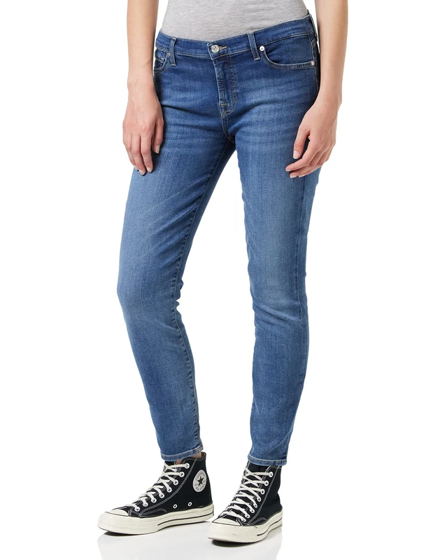 7 For All Mankind Women's The Crop Skinny Jeans - - 38S Mid Blue - Image 1