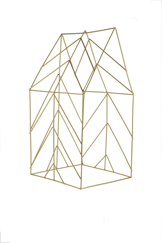 Metal House Shape Notice Board Gold 26x51 cm