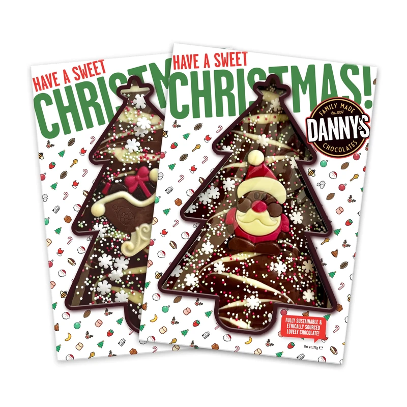 Danny's Christmas Chocolate | 2 x Extra Large 175g Chocolate Bars Selection Box (1 x Snowflake Santa & 1 x Snowflake Sleigh) Secret Santa Gifts & Stocking Fillers