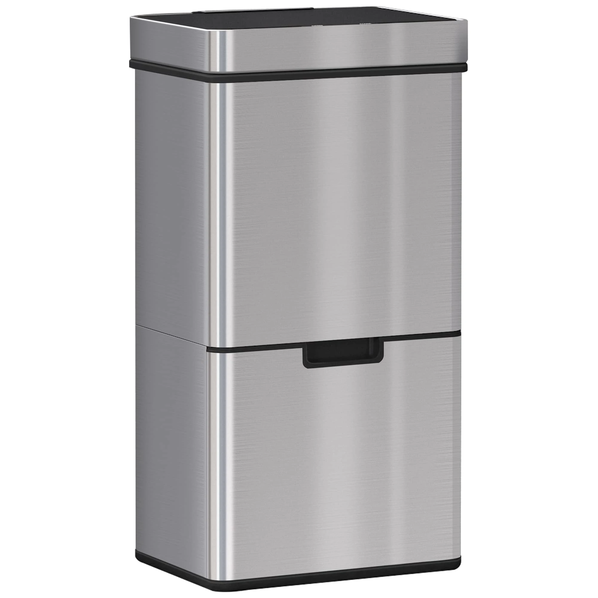 HOMCOM 72L Recycling Sensor Bin Stainless Steel 3 Compartments For Both Wet/Dry Waste w/Removable Lid Kitchen Home