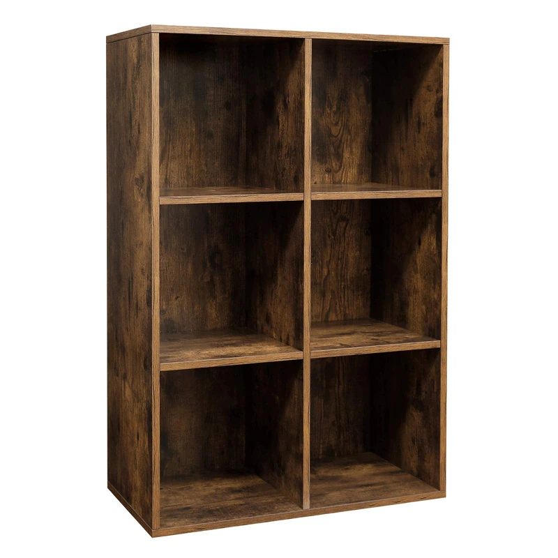 VASAGLE Bookcase, Wooden Bookshelf with 8 Compartments, Floor Standing Storage Unit for Files, Decor, In Study, Living Room, Bedroom, 65.8 x 30 x 98 cm, Rustic Brown CUSTOS Collection LBC203BXV1
