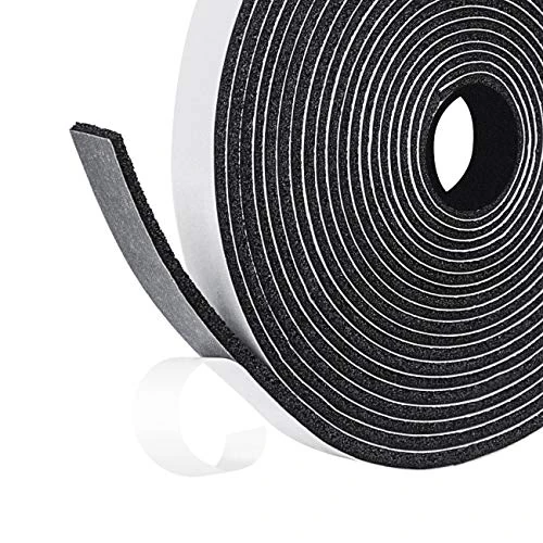 fowong Open Cell Foam Tape, 12mm(Width) X 3mm(Thick), Weather Stripping for Doors and Windows Adhesive Insulation Strip (3 Rolls with Total 15M Long)