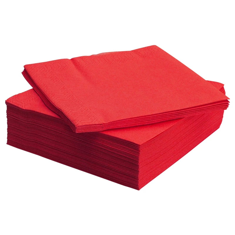 IKEA FANTASTISK, 804.281.78, Red 3-Ply Paper Napkins 40x40cm - Set of 150