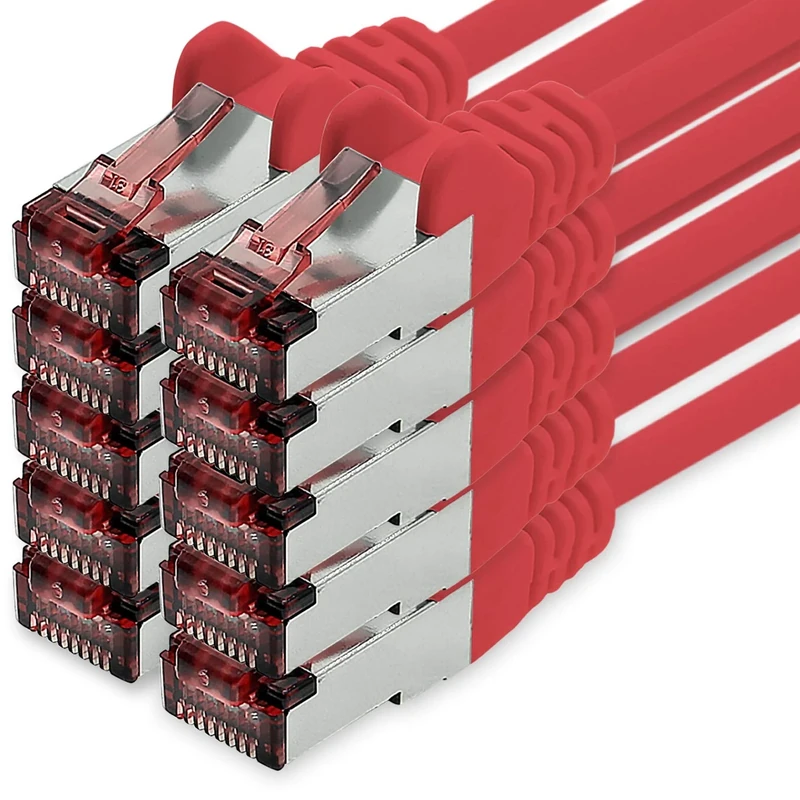 freiwerk Network cable Cat.6 10m red - 10 x Ethernet cable Lankabel Cat6 Lan network cable Sftp Pimf patch cable 1000 Mbit s
