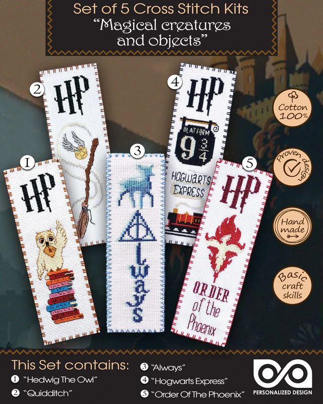 Personalized.Design Magical Creatures Cross Stitch Bookmark Kit