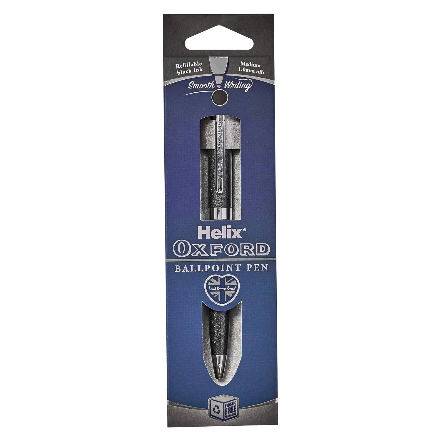 Helix Oxford Premium Ballpoint Pen (Graphite) with Plastic Free Packaging, 209815